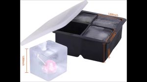 4 Cavity Jumbo Big Clear Ice Cube Tray Easy Release FDA Personalized Silicone Mould Mold