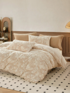 Boyang Home Textile | Vintage Elegant Rabbit Fur-Like Carving Design Milk Velvet Bed Four-Piece Set