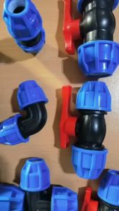PE Connector/Compression Fittings Coupling/Elbow/Tee/Cap/Adapter for PE/PVC PIPE(Blue/Black)