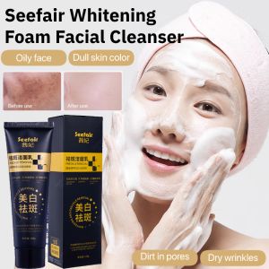 Seefair Whitening Foam Facial Cleanser Deep Cleaning Oil Control Hydrating Face Wash Gentle Exfoliating Anti Acne