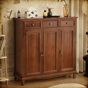 HENGDEMU | American Vintage Solid Wood Entryway Storage Cabinet