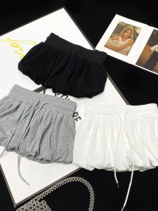 Pure Color Elastic Waist Anti-Light Half-length Skirt Cotton Blend City Commute Casual Date Flower Bud Puffy Skirt