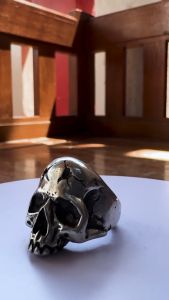 Pewterland Ringskull Damage: Cincin Tengkorak 3D Bahan Logam Timah Pria & Wanita