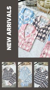 Bộ pijama nữ áo cộc tay quần dài họa tiết hình nhiều màu chất lụa satin cao cấp Xumaki Store G160201