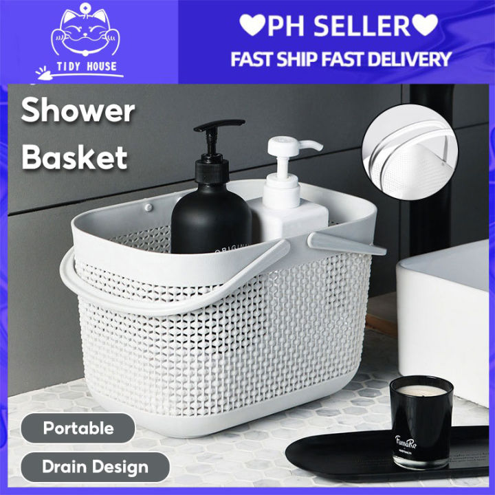 Tidy House Shower Basket Rattan Plastic Storage Baskets with Handle ...