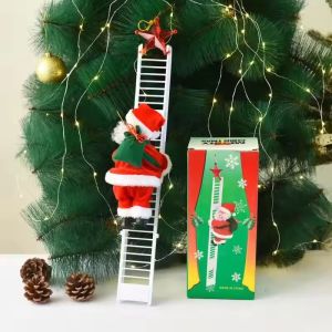 Electric Climbing Ladder Santa Claus Music Doll Christmas Ornament Decoration for Home Christmas Tree Hanging Decor NewYear Gift