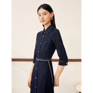 YINER | Commuter Elegant Lyocell Blend Denim A-Line Dress