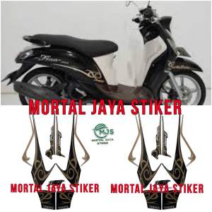 STIKER STRIPING LIS LES BODY YAMAHA FINO PREMIUM 125 2016 HITAM