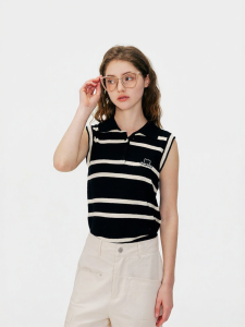 Stripe Sleeveless Women Knitwear