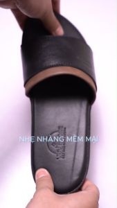 Dép nam da bòdep YVYSHOE quai ngang đế bằng cao su non đúc nguyên khối đi ngoài trời full size