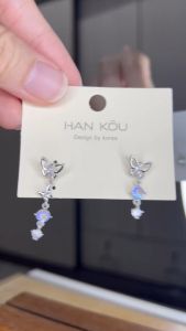 HA011 Anting Mawar Kupu-Kupu Mewah Bunga Pita Juntai Aksesoris - Hozenmi