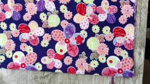 Slub cotton fabric with Japanese soft breeze flower print handmade DIY bag garment dress sewing material CR-1466
