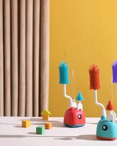 เซ็ตแปรงล้างขวดนมแท่นไดโนเสาร์เซ็ต 4 ชิ้น 3ชิ้น ชุดแปรงซิลิโคนล้างขวดนม ด้ามจับหมุนได้ ทำความสะอาดง่าย