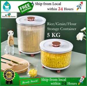 【Ready Stock】NEW! Oasis Home 5KG Rice Storage Container Rice Box 5L Kitchen Rice/Pet Food Bucket/Dispenser/Barrel With Cup Insect-Proof/Moisture-Proof Silicon Ring Sealed Bekas Beras Toy Organizer Storage Tempat Simpan Beras 米桶 Lotzbuy