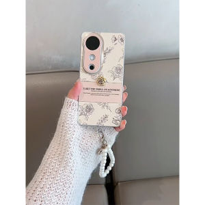 Vivo V40 5G Case Vivo V40 Pro 5G High-quality Retro Ins Sketch Three-dimensional Camellia Anti-drop Strap Lens Protection Metal Frame Phone Case
