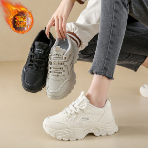 รองเท้าบู๊ตหิมะผู้หญิง 2024 ใหม่ รองเท้าลำลอง ทรงสปอร์ต หนัง PU ทรงหัวมน พื้นยาง รองเท้าบู๊ตหิมะแบบสวมสบาย