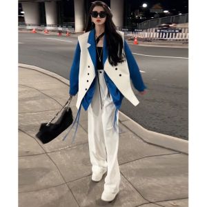 Fashionable Three-Piece Set Womens Autumn New Style High-End Feelings Personality Shirt Vest West Pants for Young Women 18-25