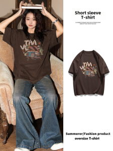 เสื้อยืดแขนสั้นผ้าฝ้ายแท้ทรงหลวมสำหรับผู้หญิงในช่วงฤดูร้อน เสื้อตัวบนทรงหลวมไซส์ใหญ่ สไตล์ลำลอง แฟชั่นฤดูร้อน