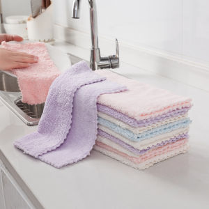 Water Absorbent Oil Removing Kitchen Towel Dishwashing Cloth Home Cleaning Tool Non-Falling Hair Household Chores