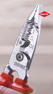 KNIPEX 13 76 200 ME WireStripper VDE 1000V Insulated Metric 6-in-1 Electrical Installation Plier Chrome Plated Professional Stripper (Made in Germany)