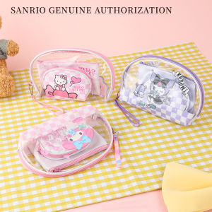 Sanrio | Kawaii Sanrio 3-in-1 Makeup Bag Set Hello Kitty Kuromi Waterproof Transparent Cosmetic Organizer Pouch with Wristband