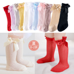 ถุงเท้าเด็กผ้าตาข่ายผูกโบว์ผีเสื้อสีแดงฤดูร้อน ถุงเท้าเด็กผ้าฝ้าย ถุงเท้าเด็กสไตล์เจ้าหญิงอังกฤษ 11 สี ถุงเท้าเด็กผ้าฝ้ายระบายอากาศได้ดี