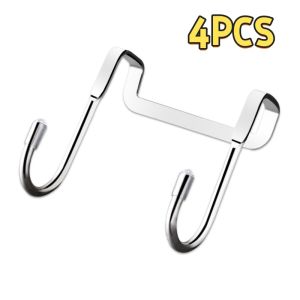 1/4PCS 304‑Stainless‑Steel Double S‑Shape Hook Punch‑Free Cabinet Door Hook Towel Coat Hanger Kitchen Bathroom Storage Organizer
