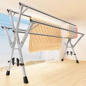 Stainless steel clothes drying rack five-pole clothes drying rack floor-standing foldable indoor and outdoor