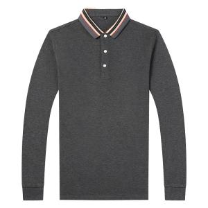 ROMON | Lormen Mens Pure Cotton Long Sleeve Polo Shirt Casual Spring Summer Autumn Business Leisure Collared T-shirt Fashionable Urban Style