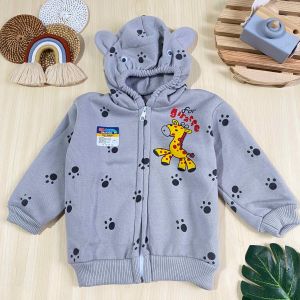 Jaket Bayi Motif Jerapah 0-8 Bulan Max BB 7kg Bahan Fleece Resleting Kupluk Motif Jerapah - dmbaby