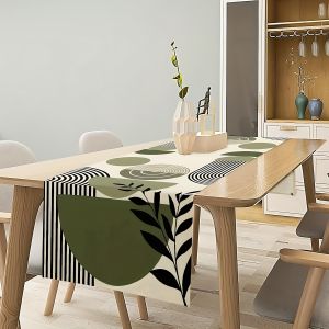 1-Piece Sage Green Bohemian Geometric Table Runner Universal Table Runner for Restaurant Farmhouse Party & Kitchen