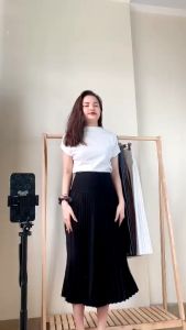 Chân Váy Xếp Ly Dáng Dài - Chân Váy Midi Xếp Ly Bản Cạp Cao tôn dáng-DTS