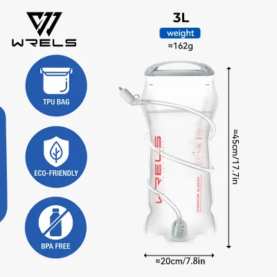 WRELS 1.5L 2L 3L Water Bladder Portable Bike Hydration Bag TPU Running Soft Water Bottle#SD13
