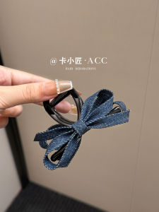 South Korea Ins Simple Denim Bows Hair Jaw Clip Female Dongdaemun Baket Fancy Barrettes Shark Clip Hair Accessories