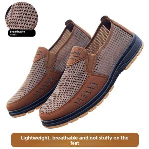 MONLEYTA | Beijing Mens Breathable Mesh Slip-On Shoes Anti-Slip Deodorant Casual Shoes For Middle-Aged And Elderly Summer 2024 New Model
