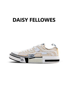 DAISYFELLOWES | Daisy Fellowes Casual Shoes White Sulfurated Mens Leisure Board Shoes Small Fragrance Style Round Head Mixed Material