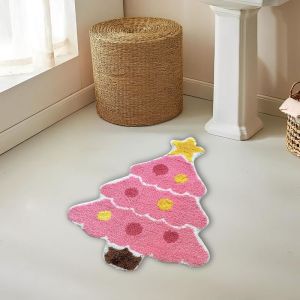 Thảm Hình Ông Già Noel Giáng Sinh VIKAMA Mũ Hồng Râu Trắng In Họa Tiết Có Thể Giặt Được Thảm Thấm Nước Cho Phòng Tắm Lối Vào Trang Trí Phòng Ngủ Chống Trơn Trượt Có Thể Giặt Bằng Máy