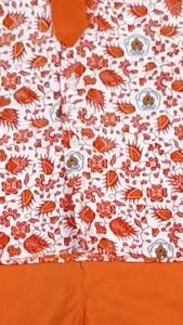 Setelan Seragam Batik Oren Sekolah PAUD Nasional Lengan Pendek Laki-Laki