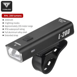 TOSUOD Bicycle Front Light 1500 Lumens 4800mAh Bike Light Splash Resistant Water USB Charging Cycling Lamp Accessories