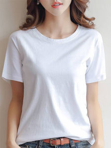 Classic Round Neck Short Sleeve T-shirt for Women Cotton Solid Color Slim-fit Base Tee 2022 New Summer Fashion Plain O-neck Womens Clothing Casual All-matching Ladies Top