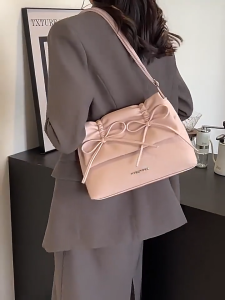 2026 new Bow bag for women single shoulder crossbody bag for girls large capacity student tote bag