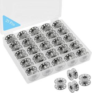 25pcs/Box Metal Spool Box Necessary Spool For Household Sewing Machine Visible Mesh Storage Boxes DIY Sewing Tool Parts