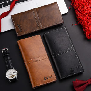 Mens Leather Wallet ID Card Holder Purse Checkbook Long Clutch Bifold Business Money Bag Man Wallets Cartera Hombre Carteras