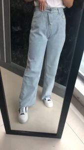 Highwaist Baggy Loose Jeans Celana Jeans Wanita Pinggang Tinggi