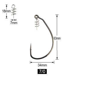Spinpoler Unweighted Raptor Fishing Hook with Centering Pin Spring 3X High Carbon Steel Offset Swimbait Hook 5/0 7/0 10/0 Tackle