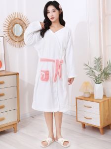 Winter Long Sleeve Bathrobe Wearable For Home Casual Pajamas Large Bath Towel Pure Cotton Absorbent Soft to Bath Skirt