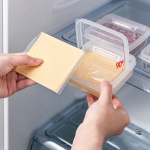 1PC Sliced Cheese Container for Fridge Clear Plastic Butter Block Cheese Slice Storage Box with Flip Lid for Refrigerator Food