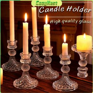 C.N. European Vintage Crystal Glass Candle Holders Romantic Ornaments Candle Holder Home Decoration