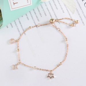 S925 Sterling Silver Fashion All-Match Star Crown Womens Pull Bracelet Japanese and Korean Graceful Personality Niche Online Red Douyin