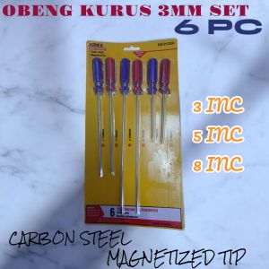 OBENG SET 6PC KURUS 3MM CHROME KILAP MURAH 2963